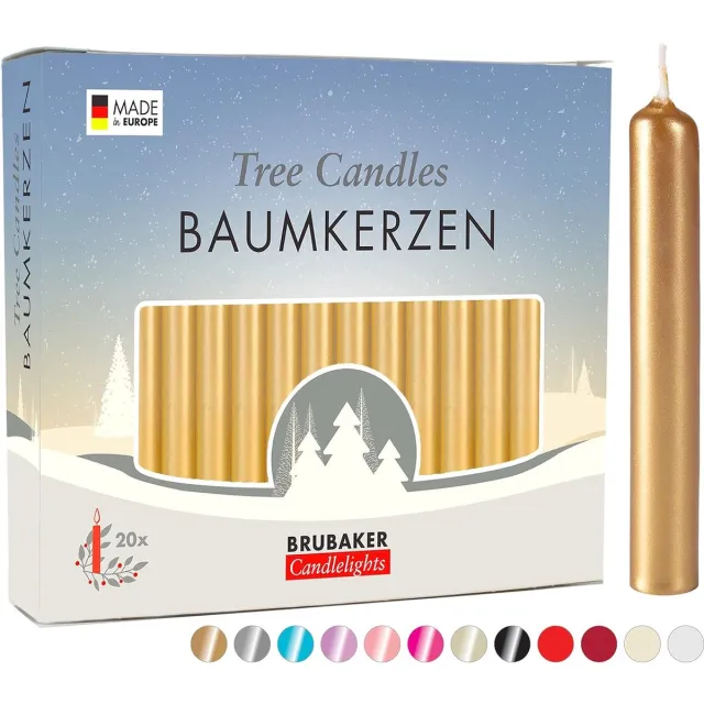 Brubaker 200 Stuks - Boomkaarsen - Goud - Kerstkaarsen - Piramidekaarsen - Kerstboomkaarsen - 95/12.5 mm – Kaarsen - Kaarsjes 200 st. Goud