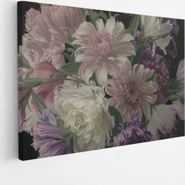 Saammp Canvas Schilderij - Bloemstuk met Rozen en Lelies - Natuur - Stilleven - 60x40 - Foto op canvas - Wanddecoratie - Muurdecoratie Woonkamer - Kantoor Decoratie Multicolor