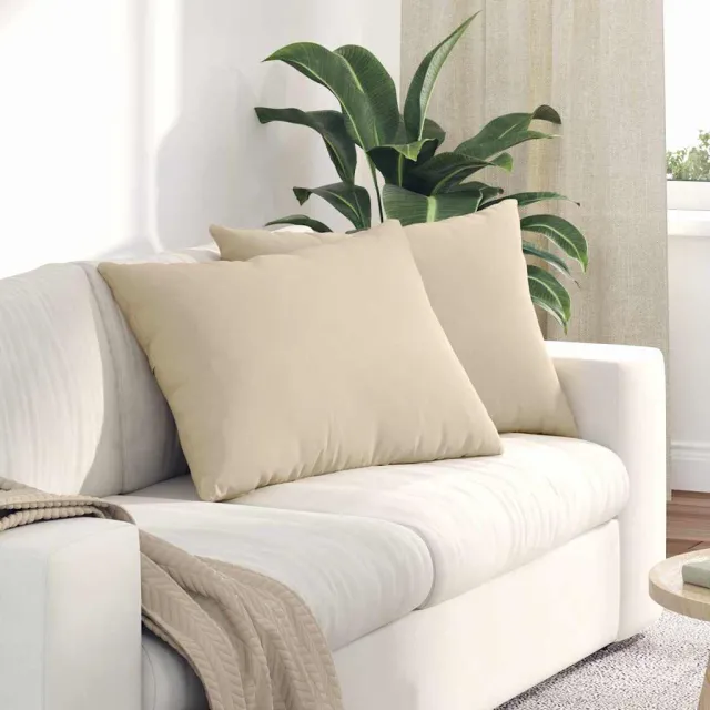 vidaXL Sofa Kussens 2 st Microvezel Stof Crèmekleurig 70 x 50 cm