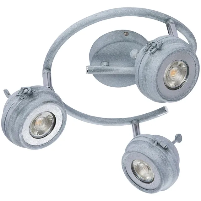 Globo Lighting LED-plafondlamp, plafondverlichting, woonkamerlamp, draaibaar, grijs metaal, D 34 cm