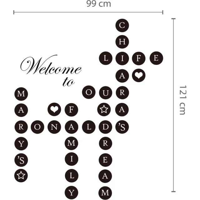Walplus Muursticker - Welkom Thuis Puzzel Letters - Zwart