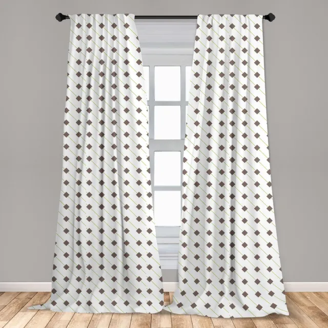 ABAKUHAUS Geometrische Voorhangen – 2x75x175 cm – microfaser, halfverduisterend, limegroen Lime Green