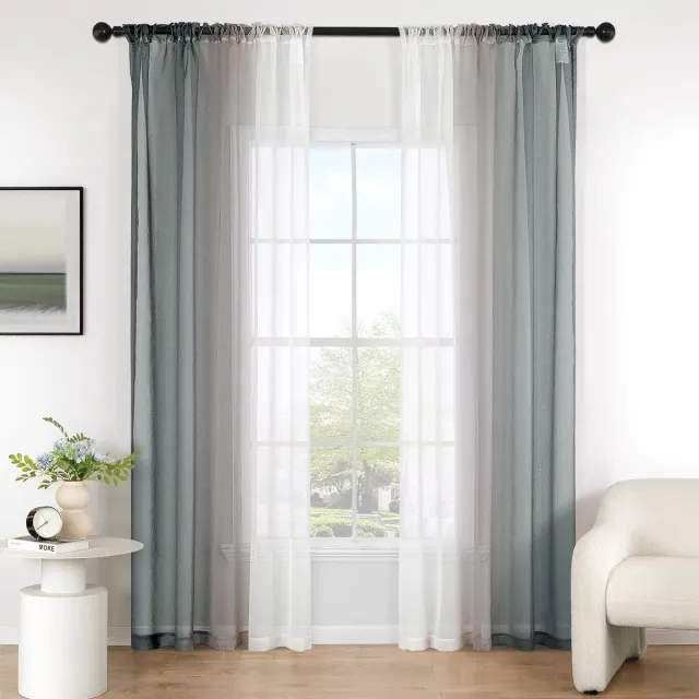 Ibenzoa Transparante Woonkamer Gordijnen Set – Tweekleurig, 140x245cm, Zachte Polyester grijs