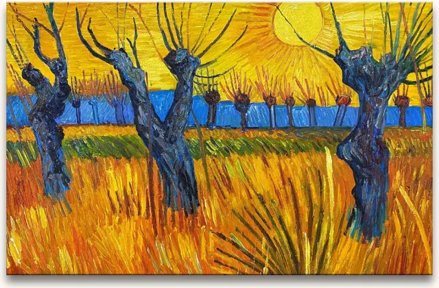 Grootmeesters ® Handgeschilderd schilderij Olieverf op Canvas - Knotwilgen van Vincent van Gogh geel