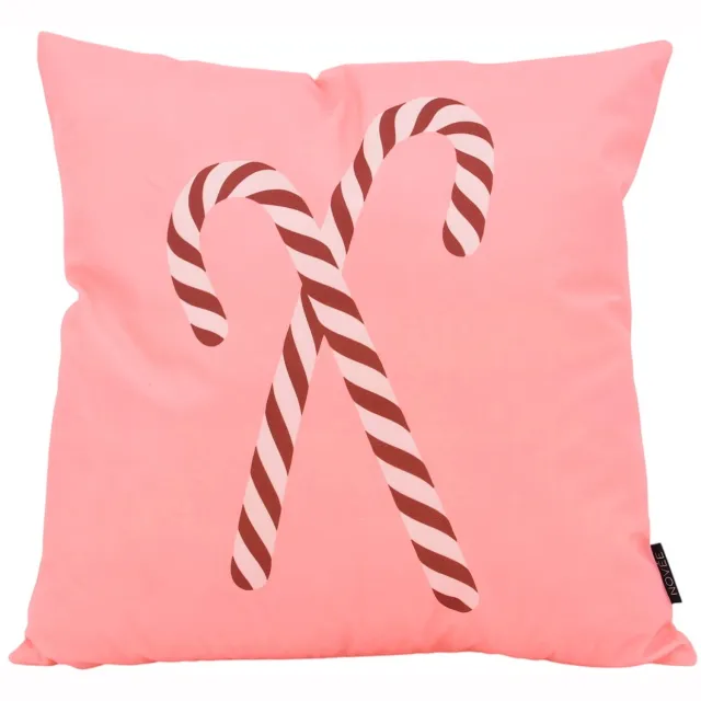 NOVÉE Sweet Candy Cane Kussenhoes | 45x45 cm | Katoen/Polyester roze/wijnrood