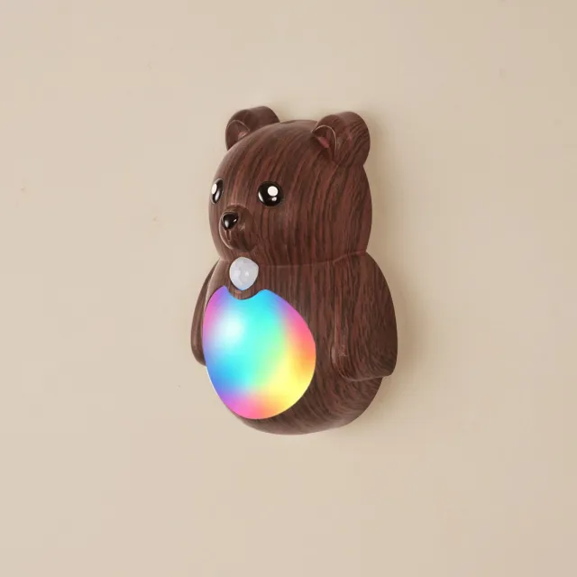 Ryoudavell Bear Nachtlampje met Bewegingssensor – Oplaadbare LED Wandlamp met Magneet, 800mAh – Warm Wit & RGB, Dimbaar, AUTO/ON – Draadloze Nachtverlichting voor Slaapkamer, Gang, Badkamer & Trap