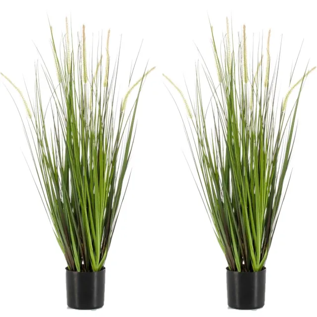 Emerald Kunstplant groen gras sprieten - Set van 2x stuks - 90 cm - Grasplanten/kunstplanten voor binnen gebruik