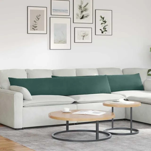 vidaXL Sofa Kussens 2 st fluweel Donkergroen 200 x 40 cm