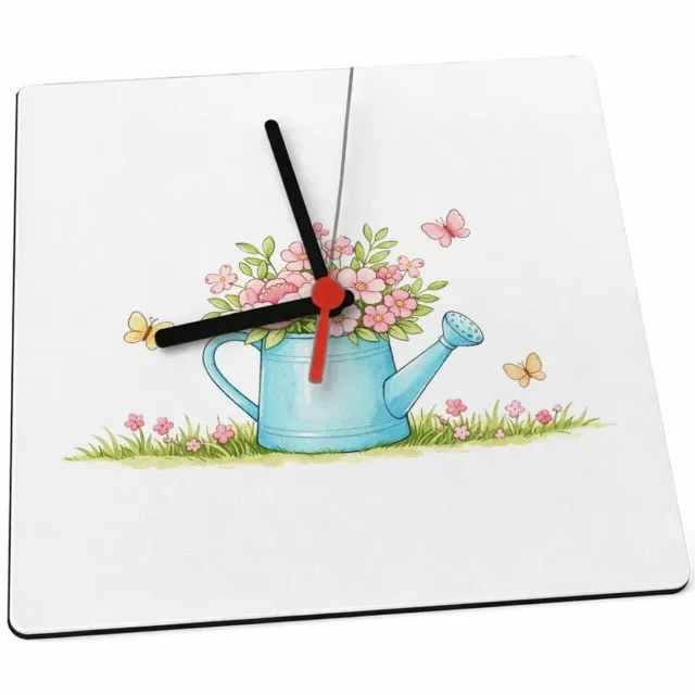 Mr Cadeautjes Klok 19 x 19 - design Een vrolijke seizoensgroet met een centraal object dat groei | cadeau Wit