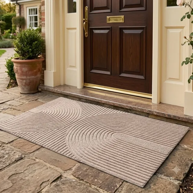 Maison Elara deurmat 40x60 cm - antislip - met patroon - voordeur - polyester - binnen/buiten - beige