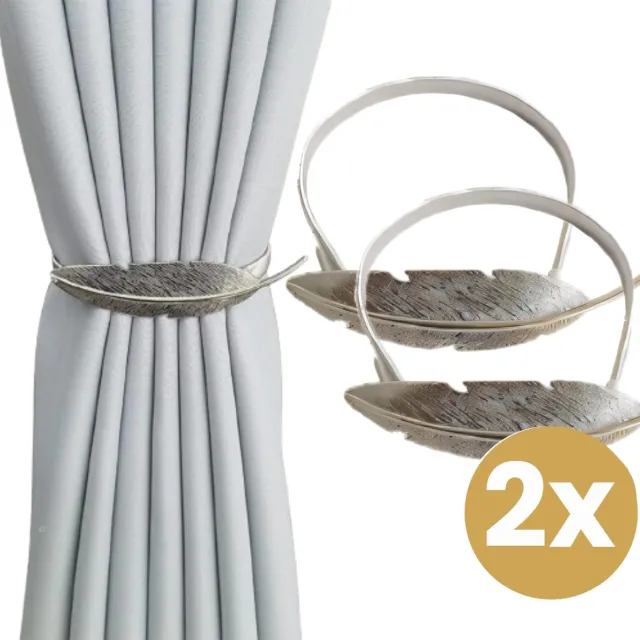Home2go Gordijn Embrasse - raamdecoratieaccessoires - Gordijnhouder - Gordijn hanger - Gordijn Accessoires - Zilver Bladvorm - 45 cm 2 Stuks Zilver - Bladvorm
