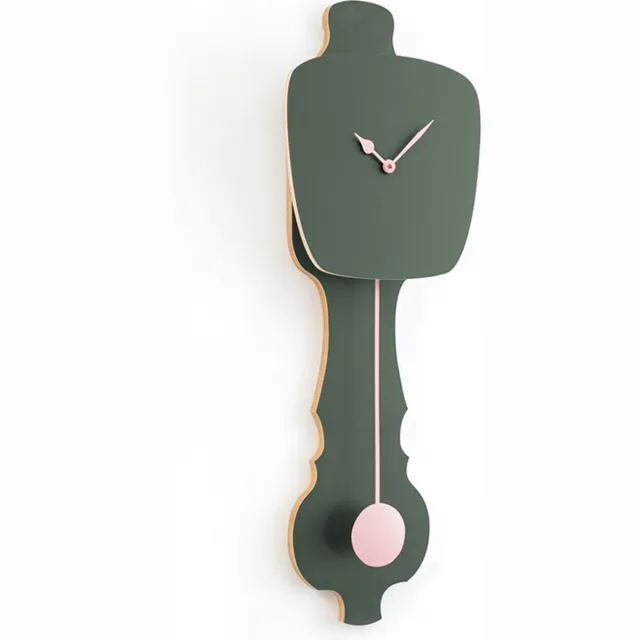 Kloq Wandklok met Pendule - Batterijen Inbegrepen - Wanddecoratie - Quartz Beweging - Niet-Tikkend Batterij Aangedreven - Mist Groen (SE) & Perzik Pastel - Small Mist Groen & Roze