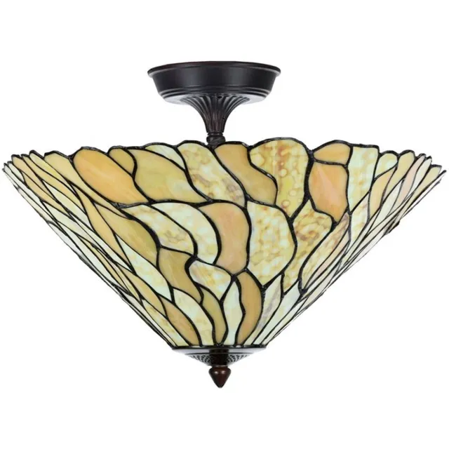 Coloured by Art Tiffany Verlengde Plafonnière Jade Ø 50 - Art Deco Trade Zwart