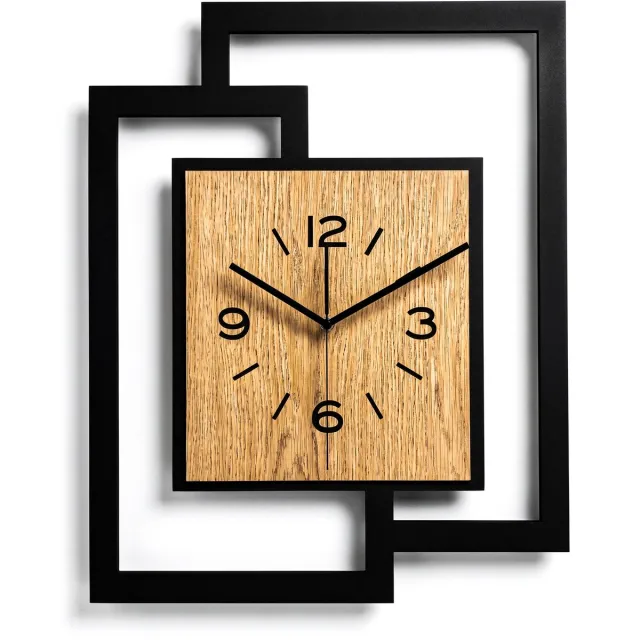Ornament Handgemaakte Grote Houten Wandklok – Modern Minimalistisch Design, Rechthoekig Verticaal, Leesbare Cijfers, Geruisloos, Zonder Tikkend Geluid –Voor Woonkamer,Slaapkamer, Keuken–Unieke Wanddecoratie,Industrieel Design & Stil Uurwerk,zwart -gouden hout zwart - gouden eik hout