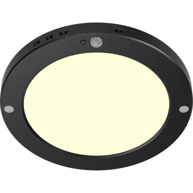 Qualu LED Plafondlamp met Bewegingssensor + Dag en Nacht Sensor - Kingtron Noctis - 20W 1800lm - Warm Wit 3000K - Opbouw/Inbouw - Zwart Rond