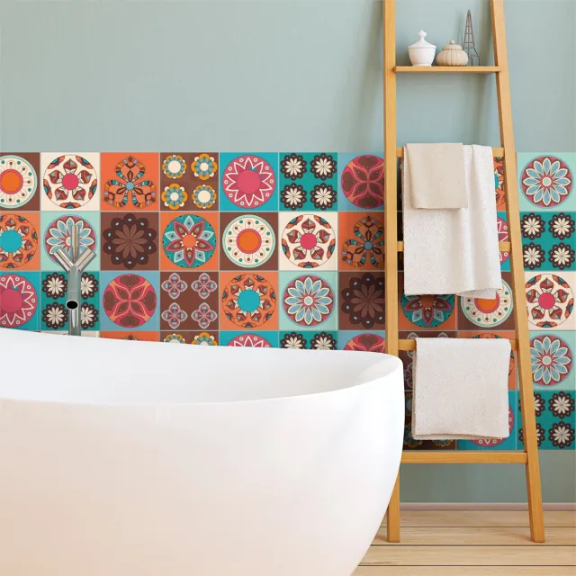 Ambiance Sticker Zelfklevende tegelmuurstickers voor keuken en badkamer - 12 Oviedo Azulejo tegelstickers - 12 stickers 15x15cm Multi color