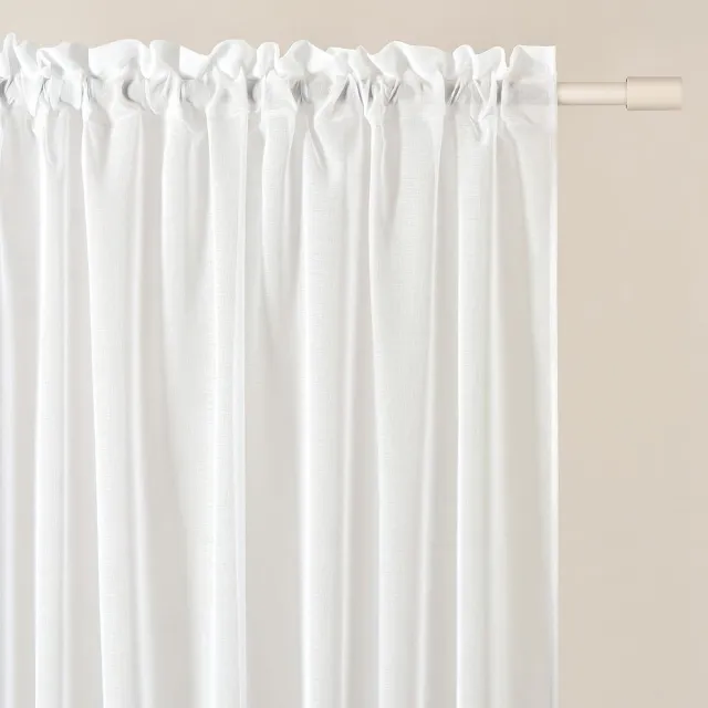 Ibenzoa Transparant Gordijn met Plooiband voor Woonkamer en Slaapkamer, 140 x 280 cm wit