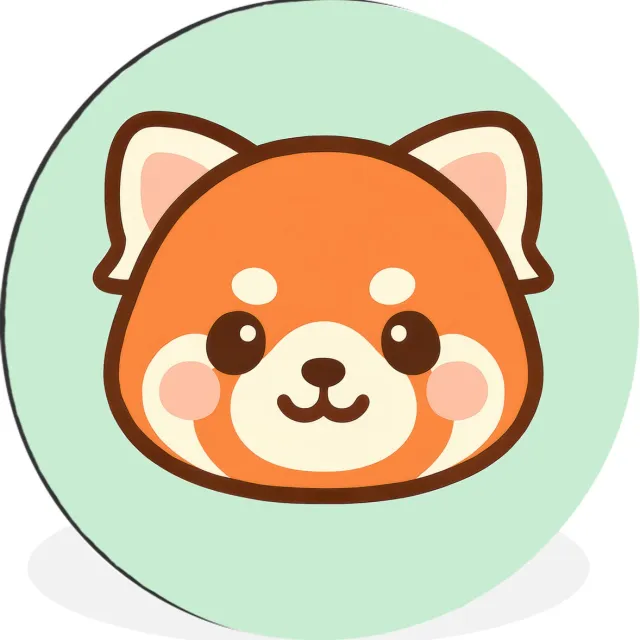 WallCircle Wandcirkel - Muurcirkel - Rode panda - Groen - Cartoon - Aluminium - Dibond - 30x30 cm - Binnen en Buiten