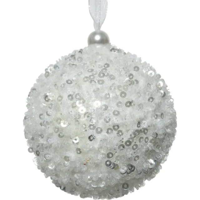 Decoris Kerstbal foam hang d8 cm winterwit transparant