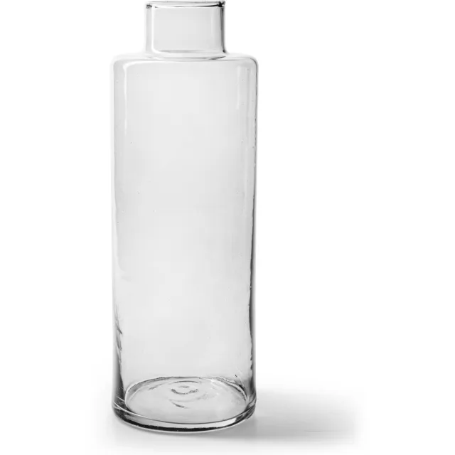 Jodeco Bloemenvaas Willem - helder transparant - glas - 11,5 x 26 cm - fles vorm vaas