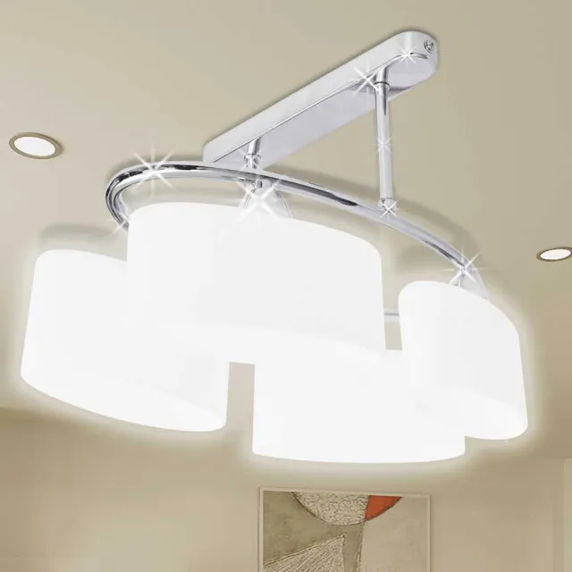 vidaXL Plafondlamp met ellips glazen kapjes (4 x E14) Wit