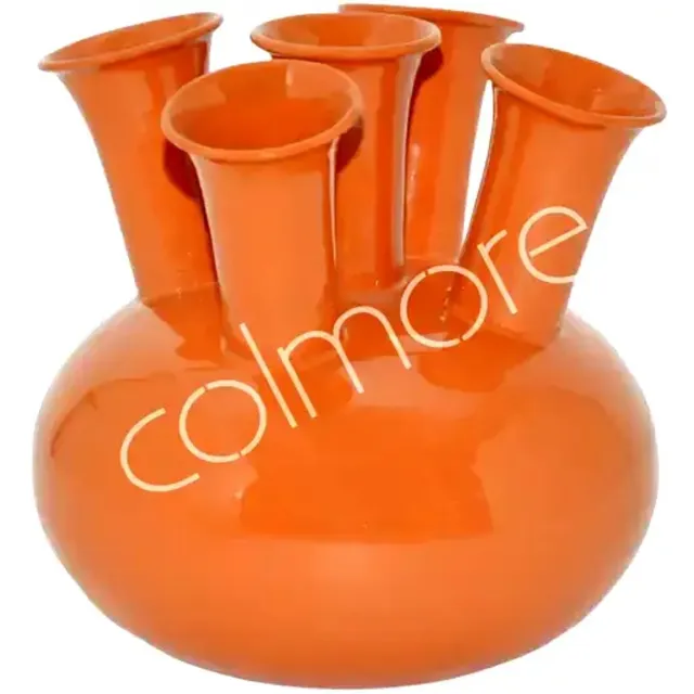 Colmore by Diga emaille tulpen toeter vaas oranje met 5 monden 23 cm