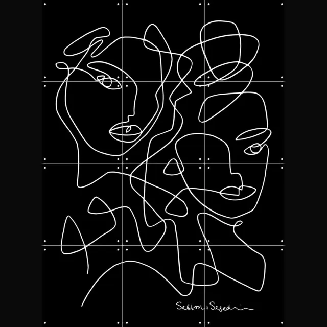 IXXI The Blossoming black, Sefton & Segedin - 60 x 80 cm - Grote wanddecoratie en posters - Line art, Illustraties, Grafisch Ontwerp, Minimalisme Zwart / Zwart en wit