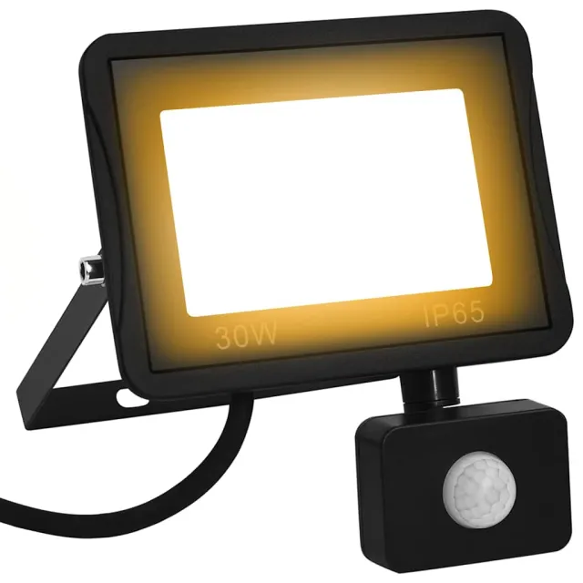 vidaXL Spotlight met sensor LED 30 W warmwit Zwart