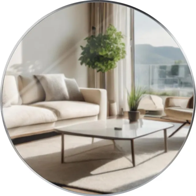 CLP Elsie Wandspiegel - Rond - Diepte lijst 3 cm - ideaal voor woonkamer, slaapkamer of badkamer - zilver