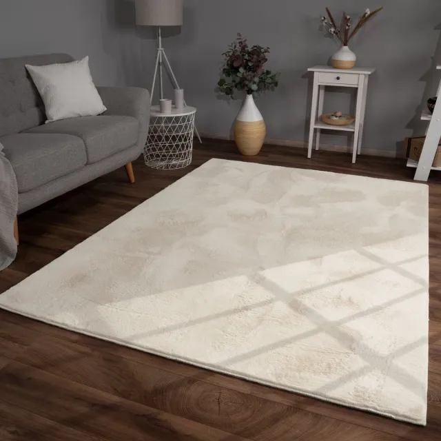 TT Home Woonkamer hoogpolig tapijt imitatiebont moderne effen kleuren pluizig zacht 60 x 90 cm Rechthoek 60 x 90 cm Rechthoek beige