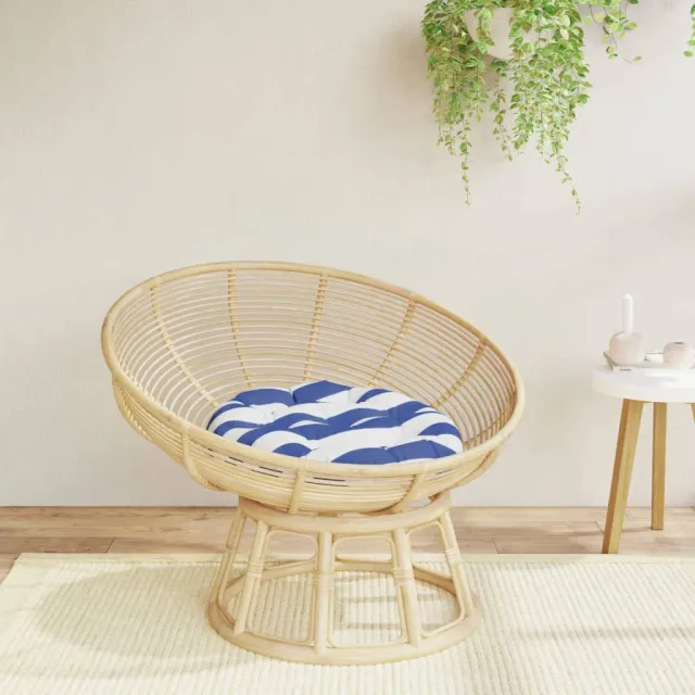 vidaXL Zitkussen rond gestreept Ø 60x11 cm oxford stof blauw wit Meerkleurig