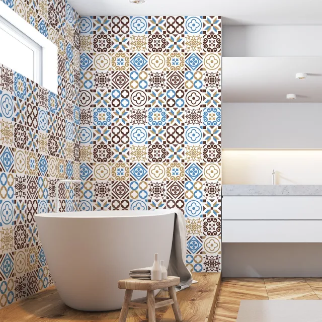 Ambiance Sticker Zelfklevende tegelmuurstickers voor keuken en badkamer - 60 rozettegelstickers - 60 stickers 20x20cm Multi color