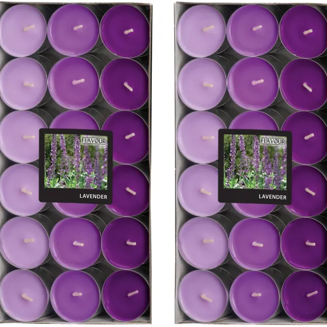 Conpax Candles Conpax Geur theelichtjes/waxinelichtjes - Mega pack - 72x - Lavender aroma - 4,5 branduren Lavender paars