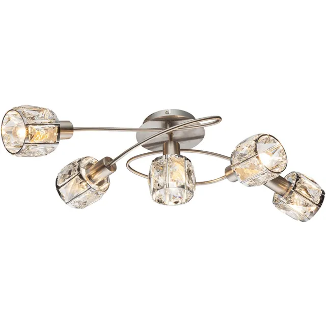 Globo Lighting Plafondlamp armen gebogen glas kristal woonkamer eetkamer lamp chroom spot zilver