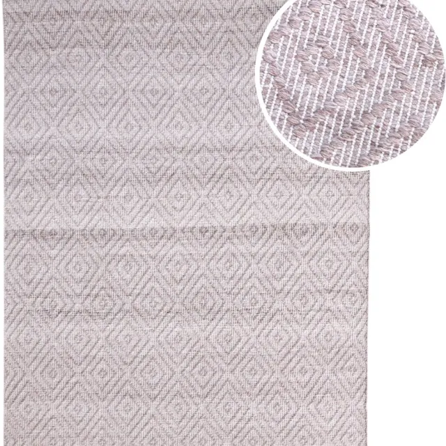 Axi Bali Buitenkleed – Rechthoekig – 140 x 200 cm – Roze – Geometrisch patroon - Buitenkleed – Buitentapijt – Weer- en UV-bestendig – Plat geweven – Tuintapijt – Voor binnen en buiten