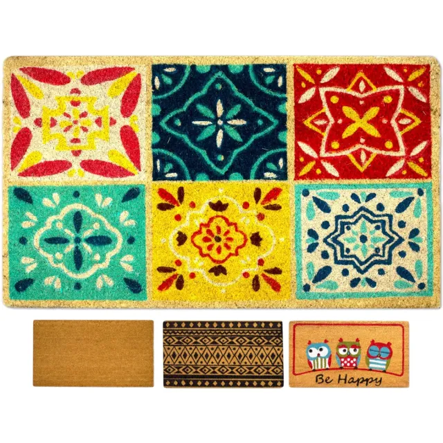 Ibenzoa Kokosvezel Deurmat voor Binnen en Buiten, 40 x 70 cm, Elegante Voetmat beige