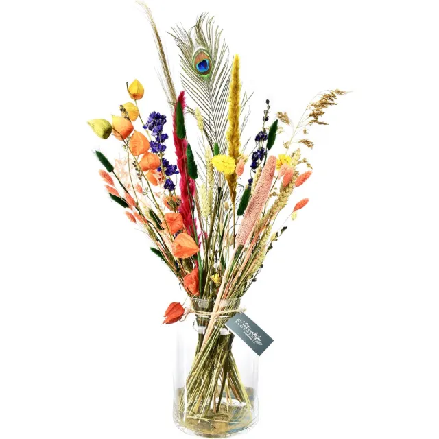 Natuurlijk Bloemen Droogbloemen - boeket 70cm - Good Vibes oranje