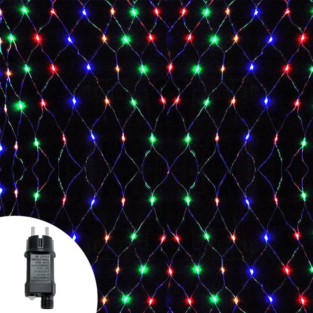 NAIZY Netverlichting LED Lichtnet Lichtsnoer 6x2 m - Kleurrijk met EU-stekker en 8 Lichtstanden - Kerstverlichting voor Kerstmis Bruiloft en Halloween - NAIZY