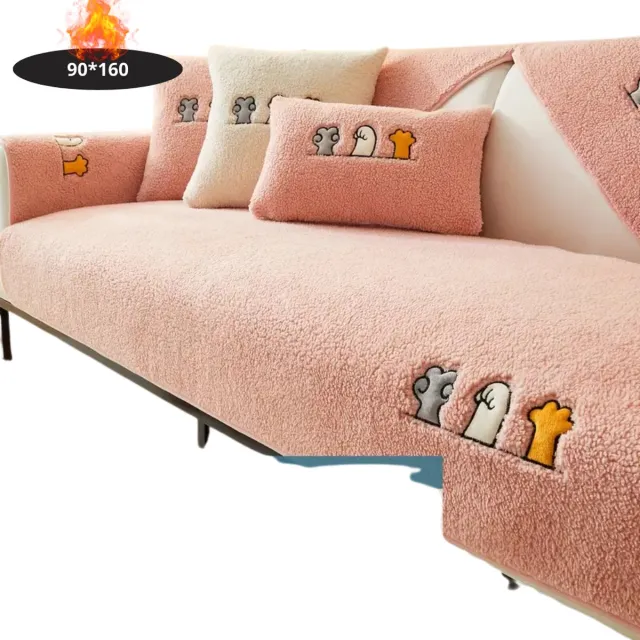 Livano Bankhoes - Bankbeschermer - Stretch - Sofa Cover - Pluche - Roze - 2 Zits 90x160