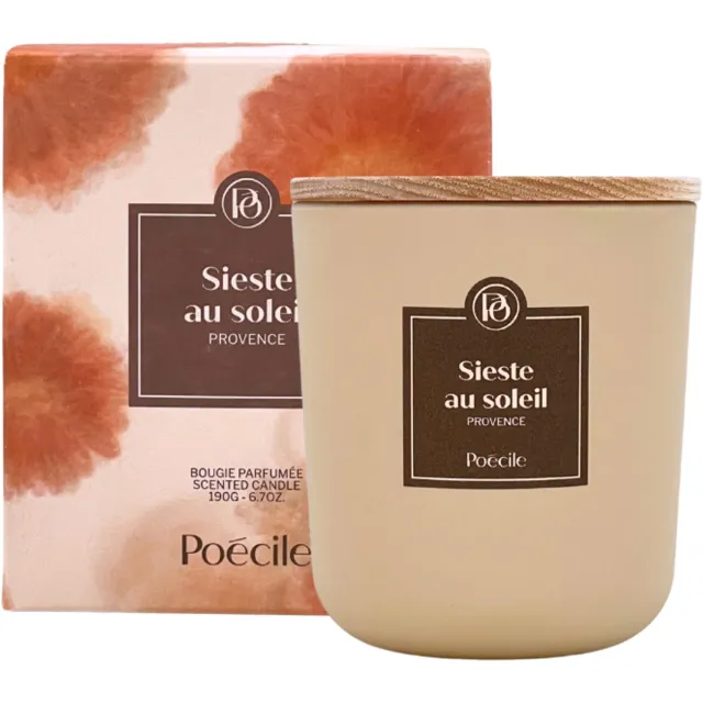 Poecile Poécile - Candle - Sieste au soleil - Provence - Geurkaars - Sojawax - Warm, Zonnig, Bloemen geur - 50 uur - Frans -190g Rood