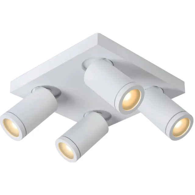 Lucide TAYLOR - Plafondspot Badkamer - LED Dim to warm - GU10 - 4x5W 2200K/3000K - IP44 - Wit