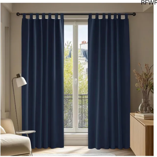 RFWR Thermische verduisteringsgordijnen met lussen - Geluidsisolerend en Decoratief - 132 x 214 cm - Marineblauw - 2 stuks