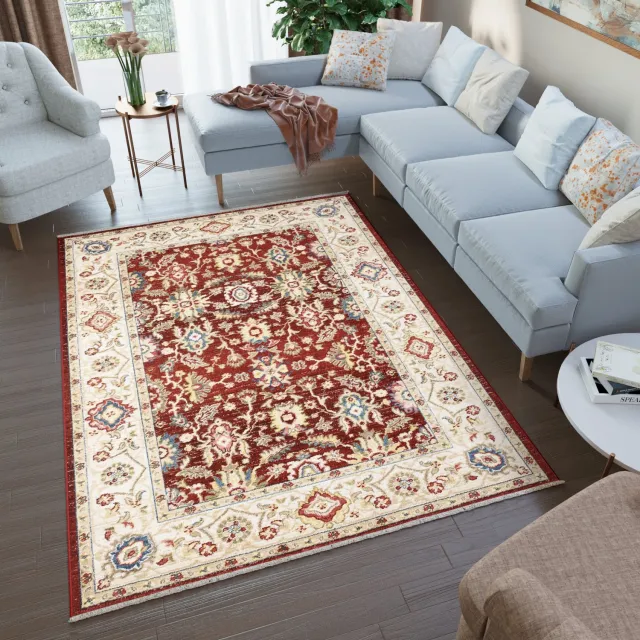 Tapiso Rivoli Vloerkleed Vintage Oosters Rood Tapijt Maat- 80x150