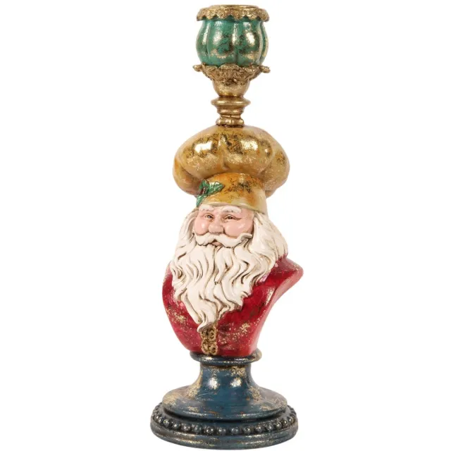 Baroque Kandelaar - Kandelaar Kerstman 25 cm - Goud - Resin - 25x9.5x9.5 - Polyresin Mixed