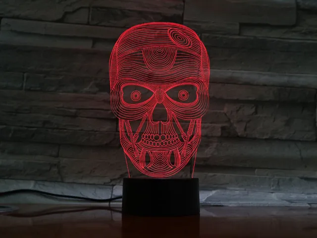 MC Living 3D Led Lamp Met Gravering - RGB 7 Kleuren - Skelet