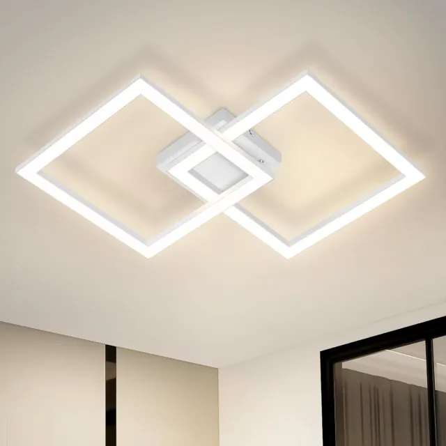 Glitzerlife Plafondlamp - Moderne LED Kruisvorm - Warmwit Licht - Aluminium En Kunststof - Voor Woonkamer Slaapkamer Keuken - 65.2cm Wit Wit 2 Flammig