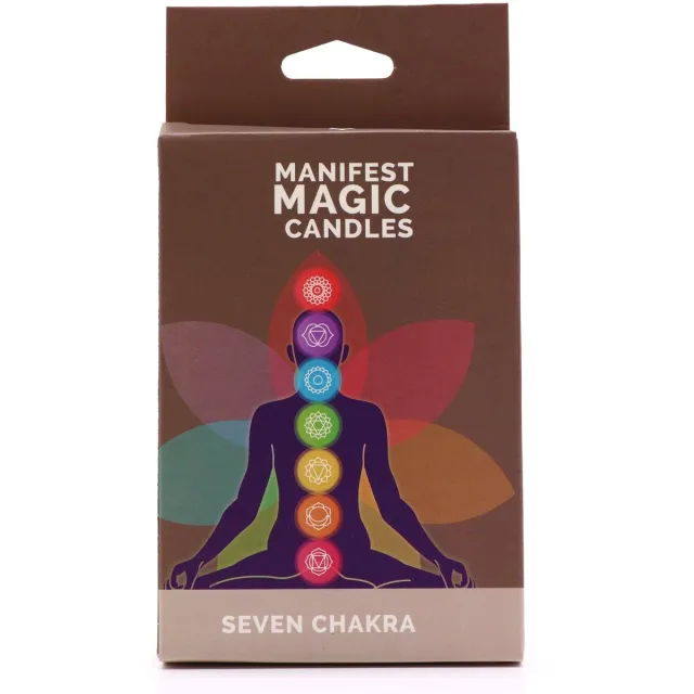 Ancient Wisdom Kaars - Manifestatiekaarsen zeven chakra's multicolor katoen - spiritueel - meditatie - energie - verlichting - aromatherapie - geur - ontspanning - welzijn
