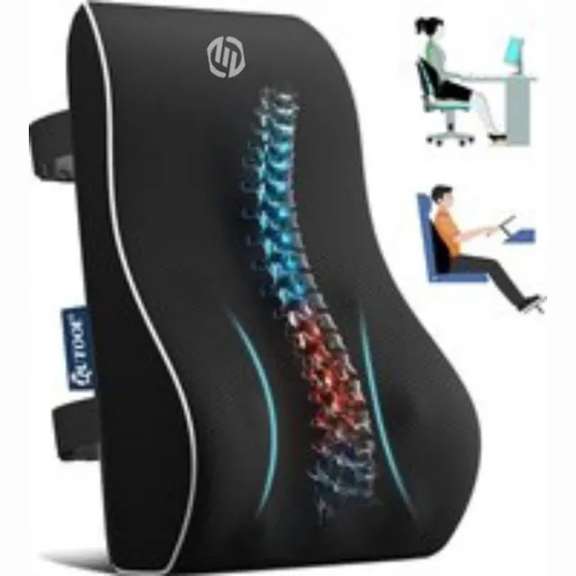 Equivera Rugsteun Auto - Rugkussen - Lendekussen - Lendekussen Auto - Lendekussen Rugsteun - Lendenkussen - Rugkussen Onderrug - Rugkussen Ergonomisch Zwart