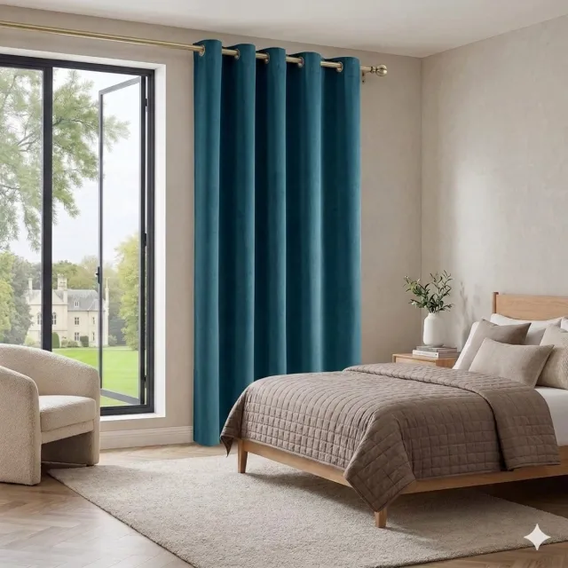 Maison Elara Blackout Gordijn voor Deur, Verduisterend, Thermisch Isolerend, 132x210 cm (1 Paneel), Arctisch Blauw