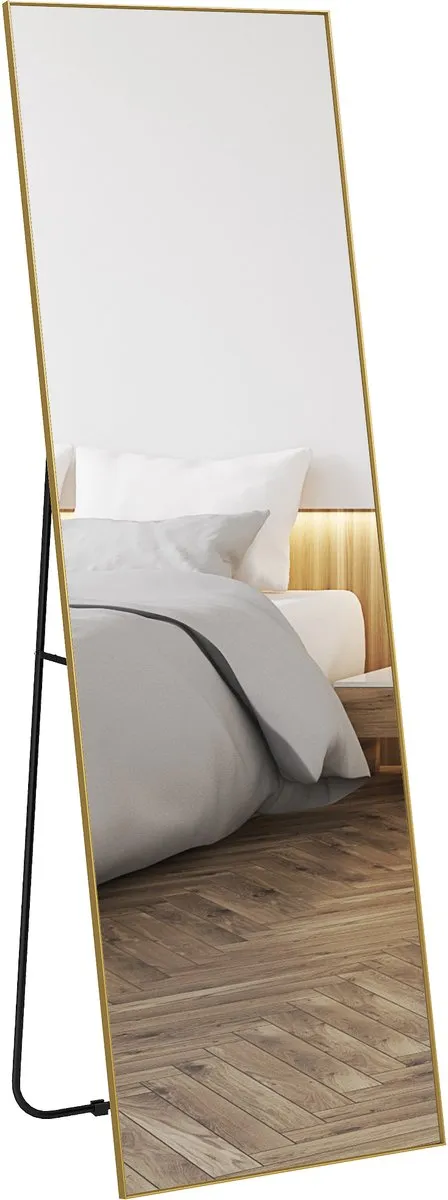 Homcom Spiegel op ware grootte-Verre-50x4x160cm-Or Goud